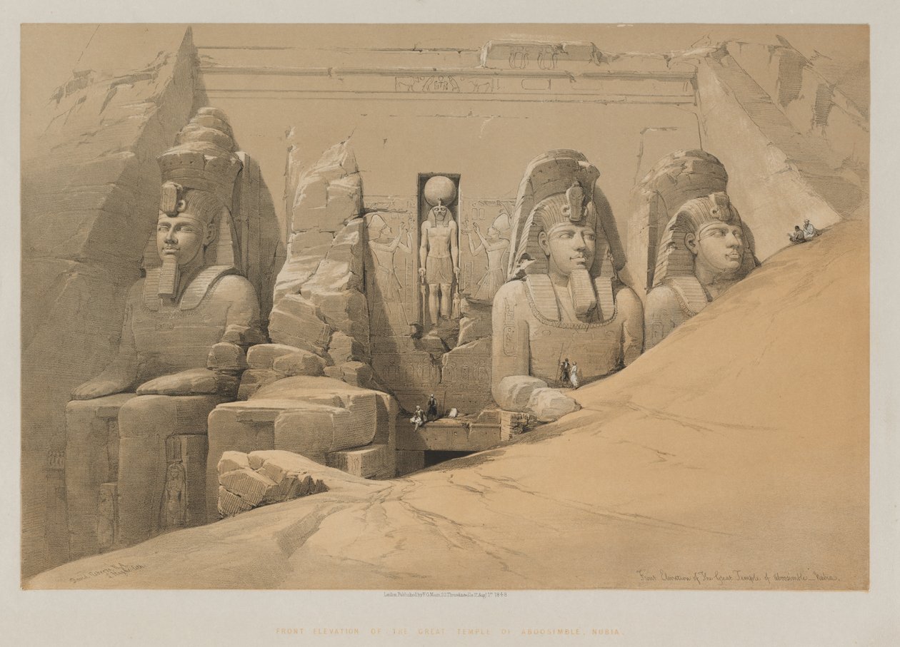 Ägypten und Nubien, Band II: Vorderansicht des Großen Tempels von Abu Simbel, Nubien von Paul Signac