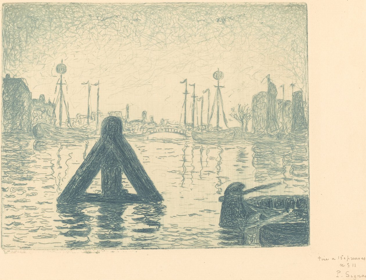 Hafen in Holland - Vlissingen (La balise - En Holland, Flessingue) von Paul Signac