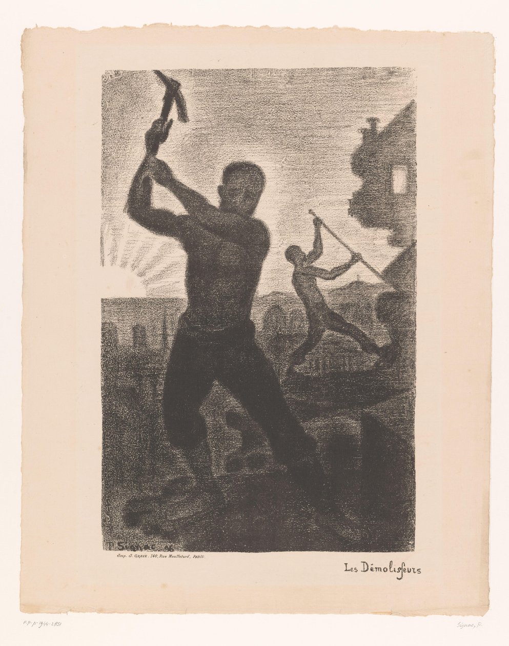 Zwei Männer reißen ein Gebäude ab von Paul Signac