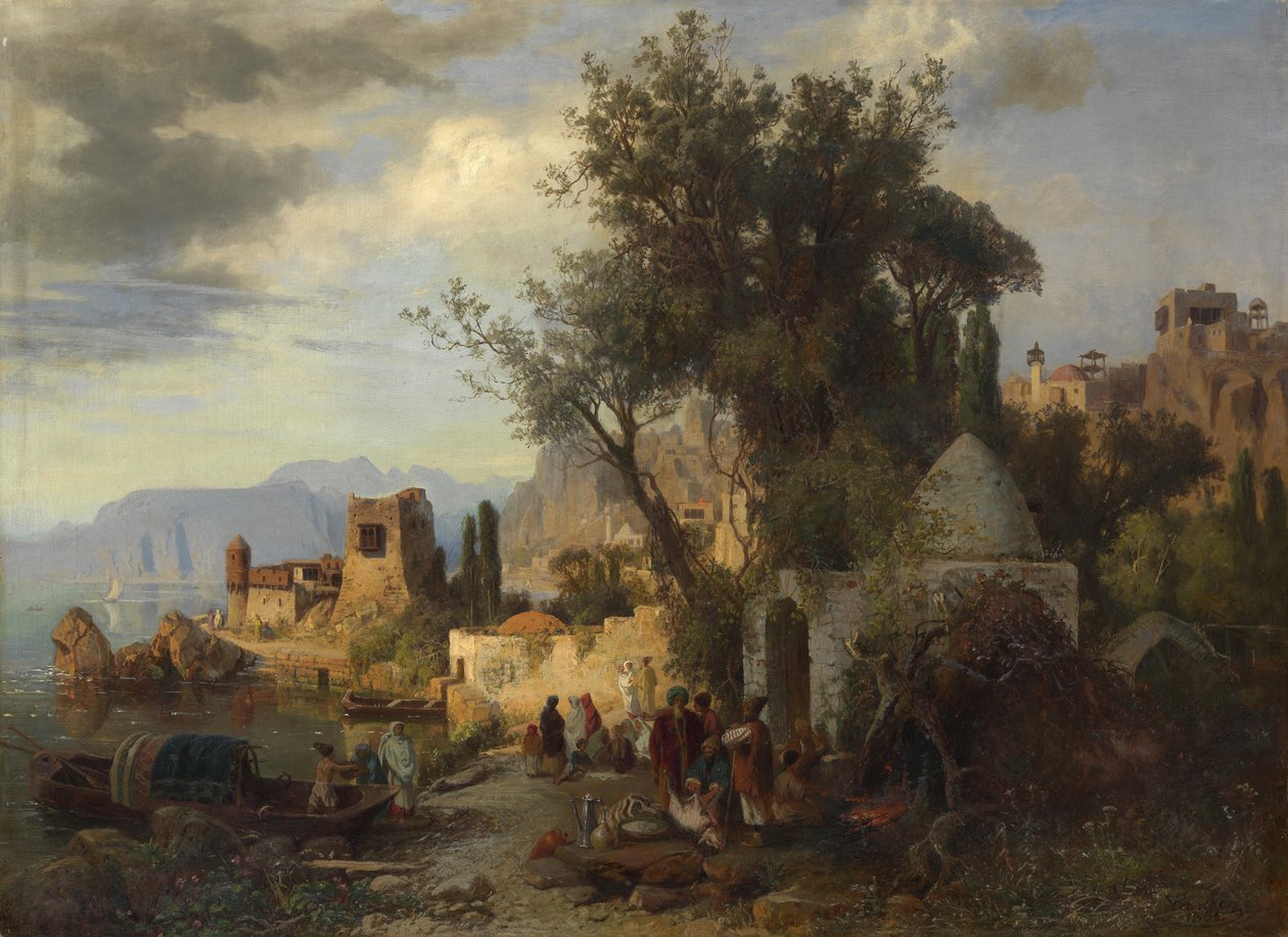 Abend am Kura-Fluss bei Tiflis von Paul von Franken