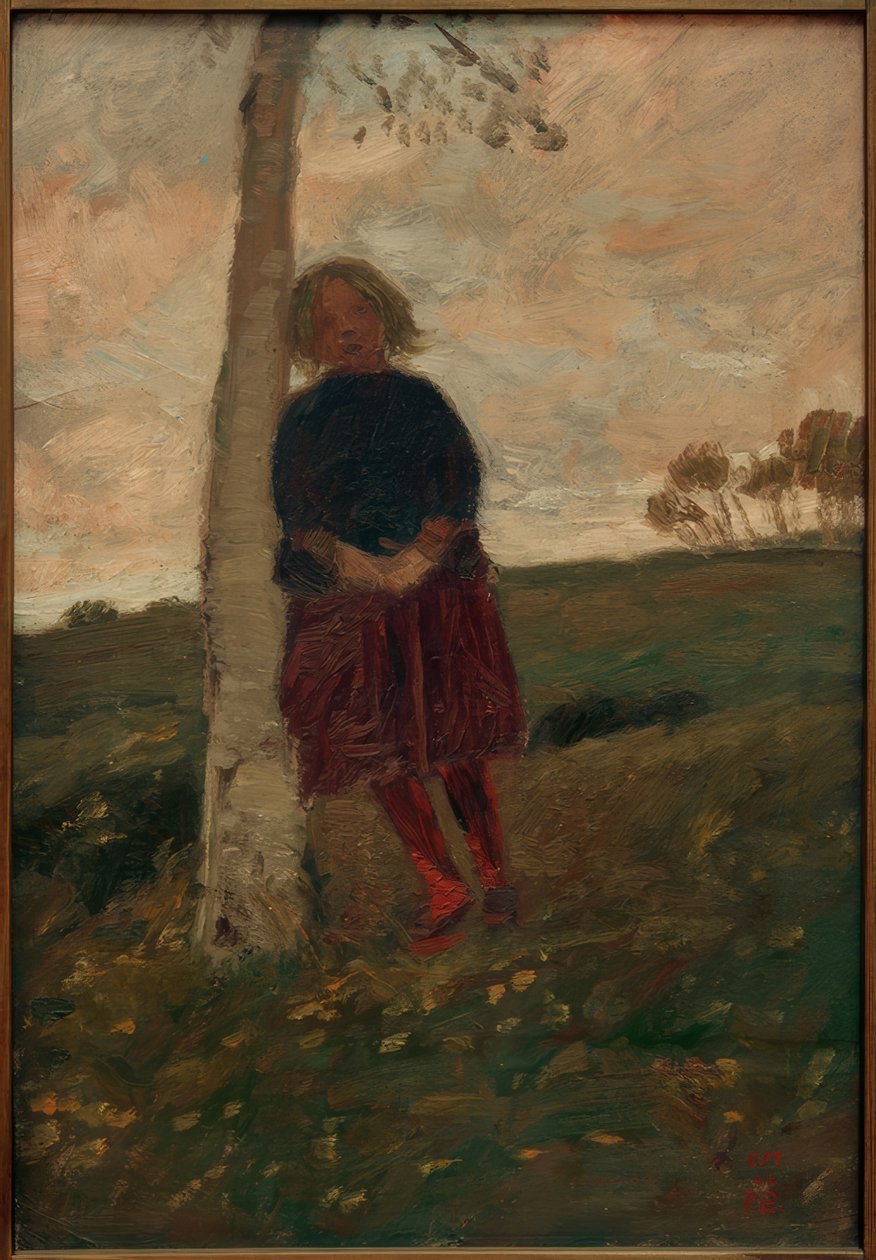 Mädchen am Birkenstamm (auch: Mädchen am Baum) von Paula Modersohn Becker