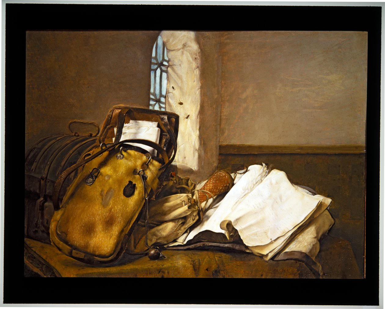 Reisetasche und Dokumente auf einem Tisch von Paulus Bor