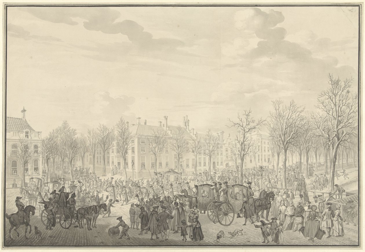 Ankunft von Prinz Wilhelm V. in Den Haag, 10. November 1762 von Paulus Constantijn la Fargue (possibly)