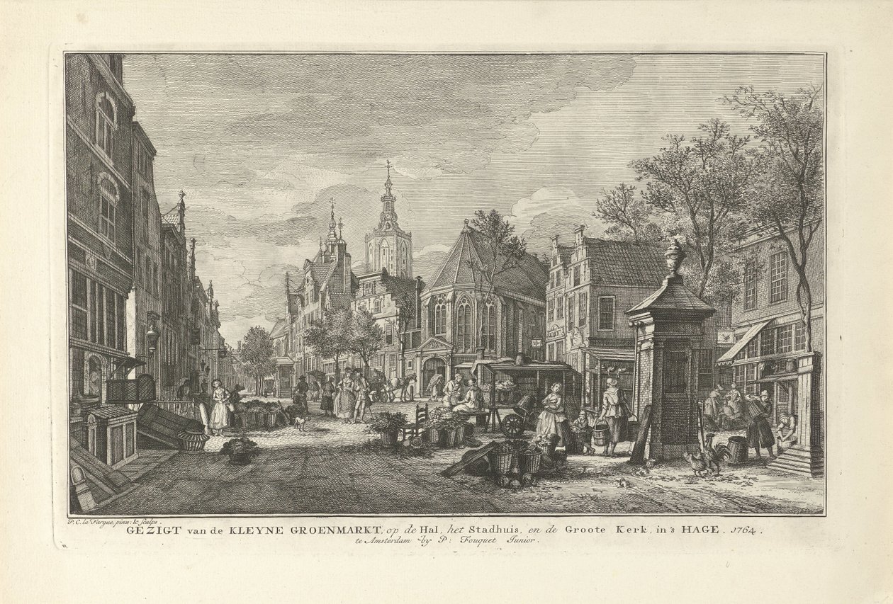 Ansicht des Dagelijkse Groenmarkt in Den Haag von Paulus Constantijn la Fargue