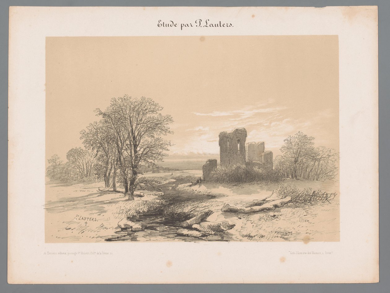 Landschaft mit Ruine von Paulus Lauters
