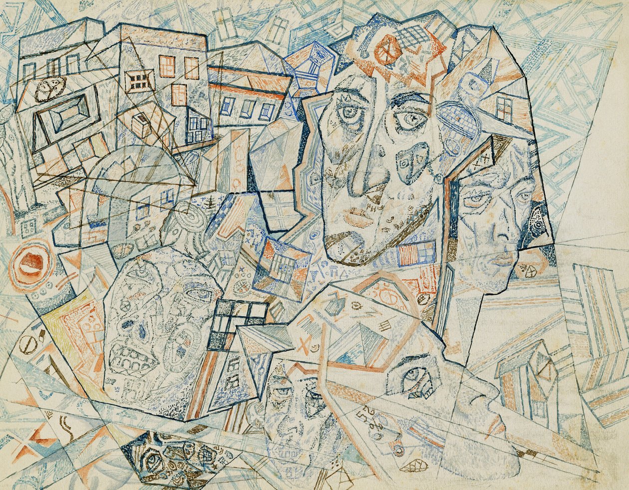 Gesichter in der Stadt, ca. 1925 von Pawel Nikolajewitsch Filonow