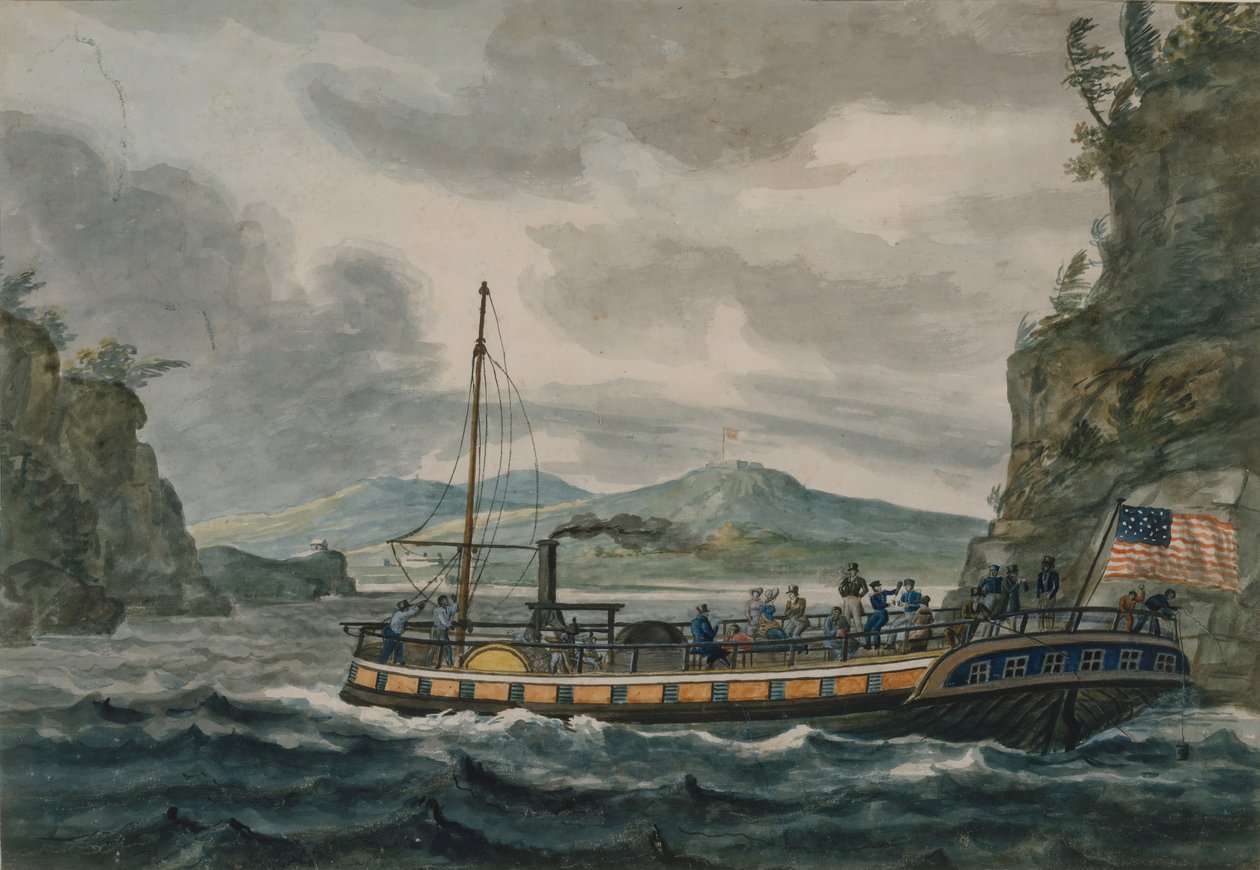 Dampfschifffahrt auf dem Hudson River, 1811-ca. 1813 von Pavel Petrovic Svin