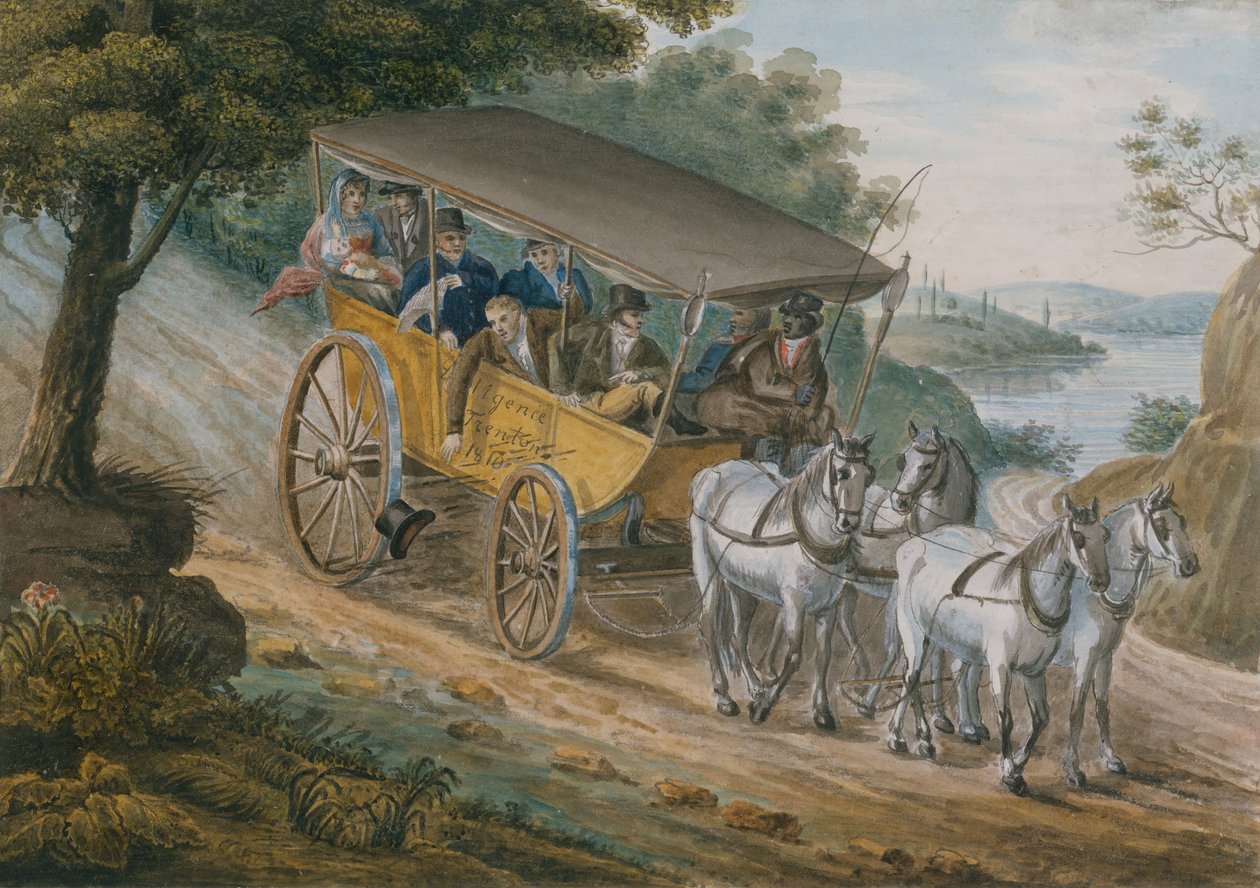 Reise mit der Postkutsche in der Nähe von Trenton, New Jersey, 1811-ca. 1813 von Pavel Petrovic Svin