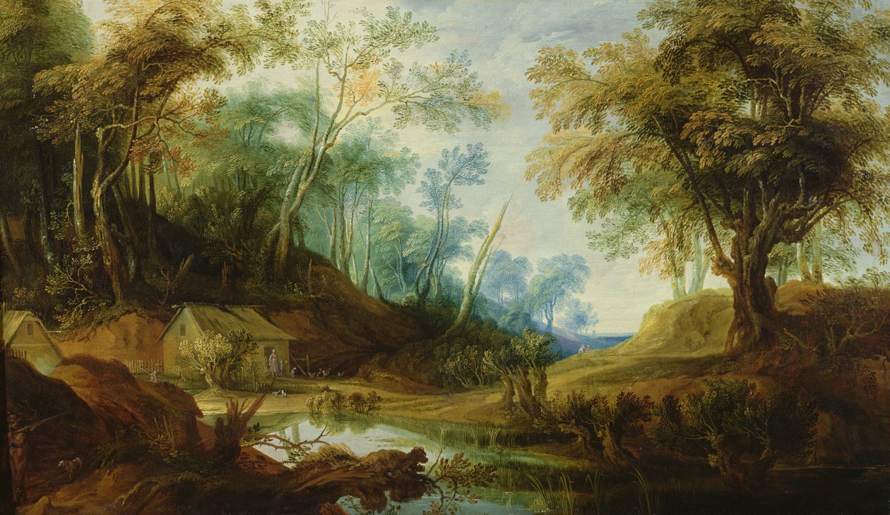 Waldlandschaft mit einem Teich von Peeter Snayers