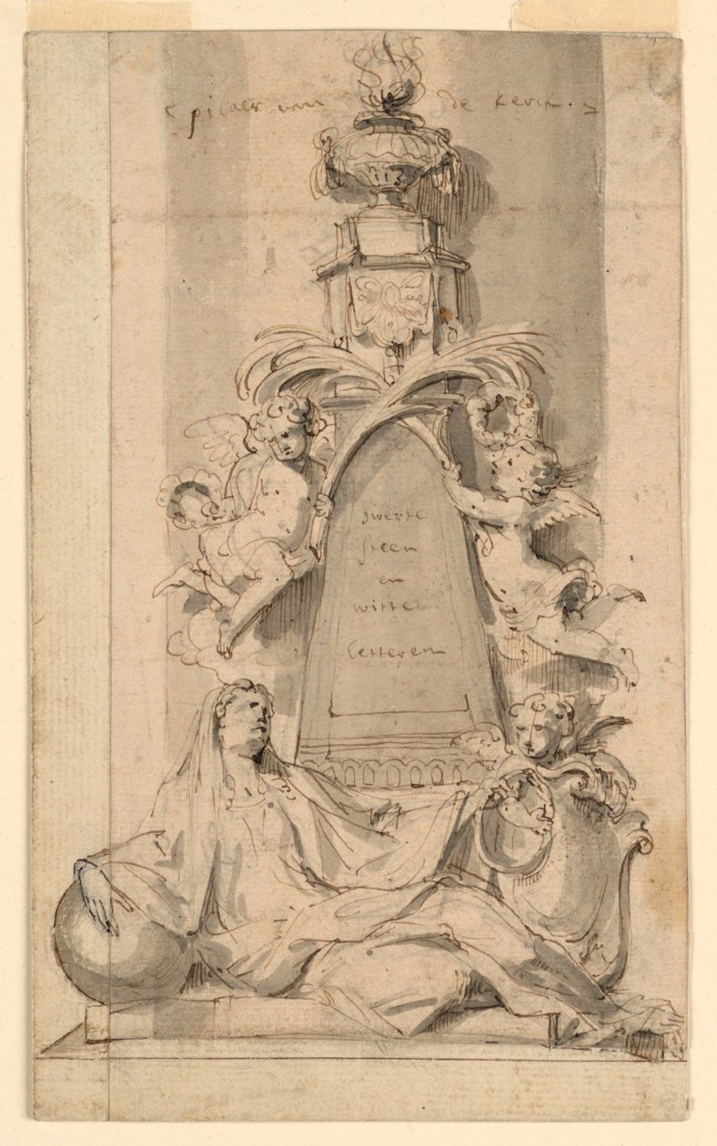 Entwurf für ein Denkmal für van der Cammen-Henriques in der Kirche St. Gumarus, Lier von Peeter Verbrugghen II