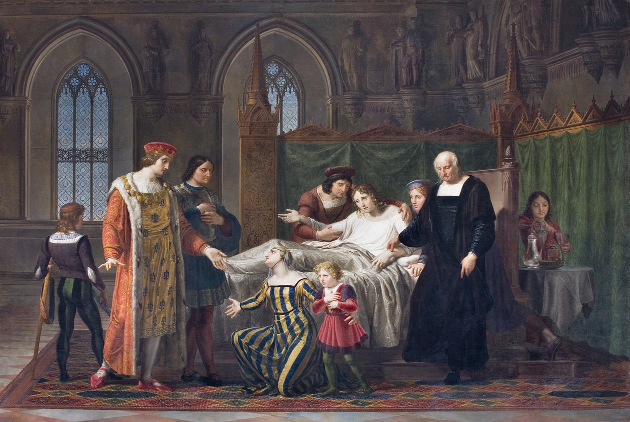 Karl VIII. besucht Gian Galeazzo Sforza im Schloss Pavia von Pelagio Palagi