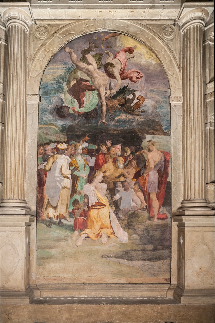 Johannes der Täufer tauft Menschen, Poggi-Kapelle von Pellegrino Tibaldi