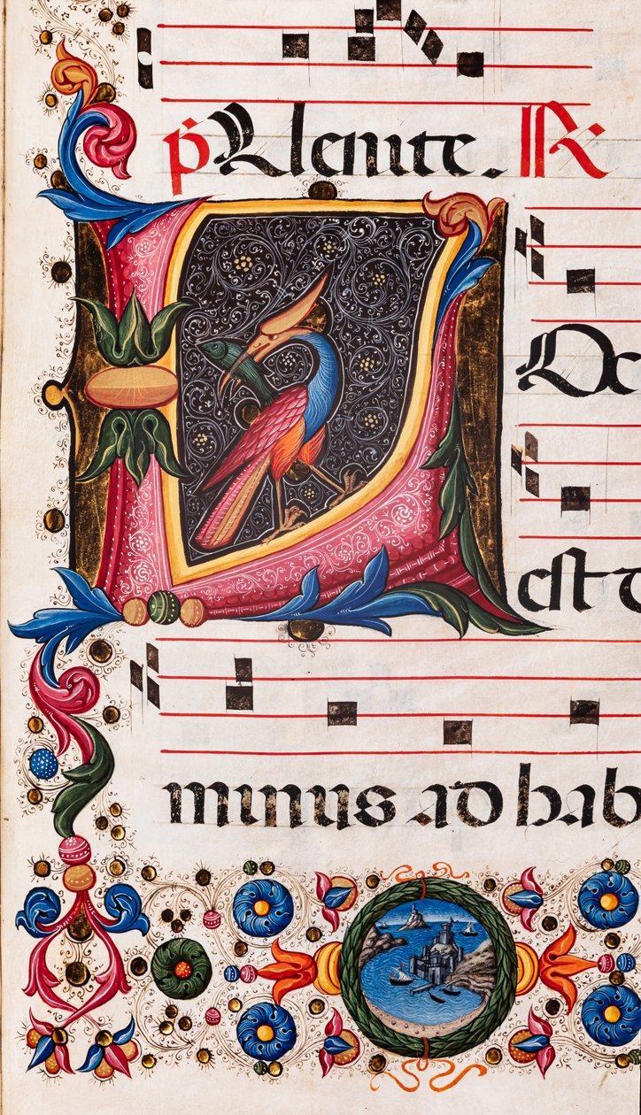Piccolomini-Bibliothek: Chorbuch, Cod. 5.E, ff. 63r mit „Blattinitiale“, von Pellegrino di Mariano. (Detail) von Pellegrino di Mariano