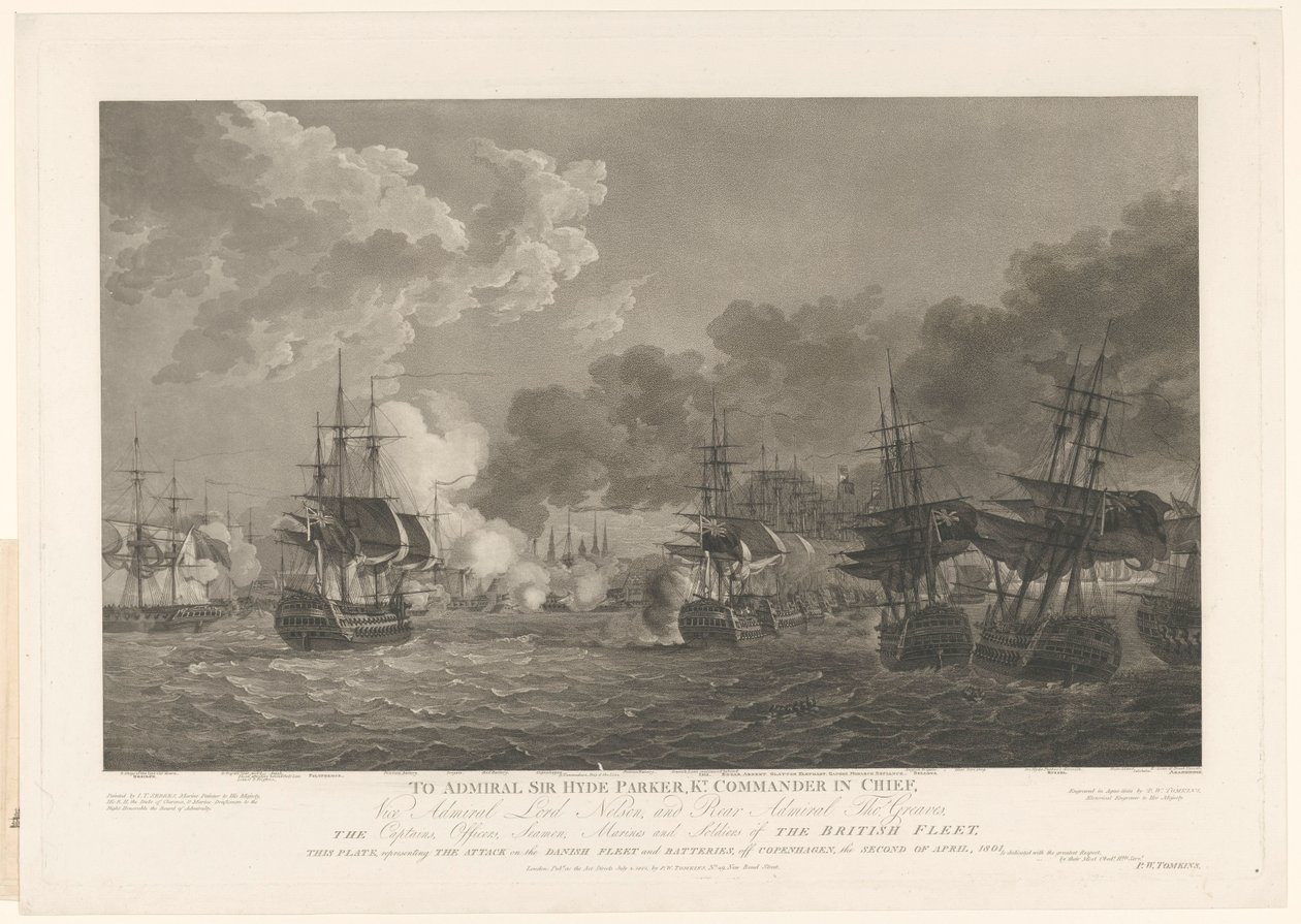 Ansicht der Seeschlacht bei Kopenhagen, 1801 von Peltro William Tomkins