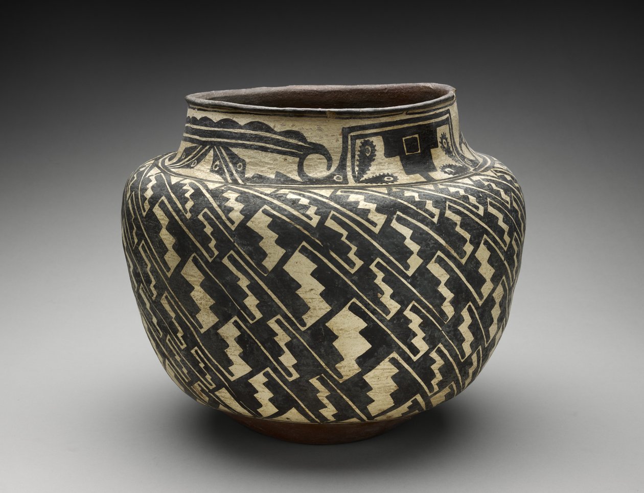 Krug (Olla) mit Stufenmotiv von People Zuni