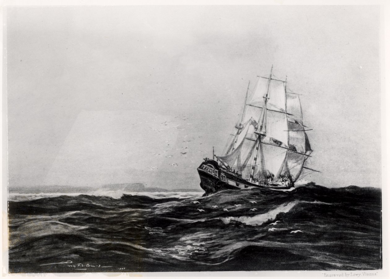 Die Endeavour auf See, 1900, graviert von Lowy von Percy F.S. Spence