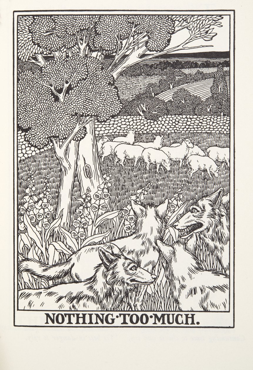 Nichts zu viel, aus Fontaine Fabeln, veröffentlicht 1905 (Gravur) von Percy J. Billingshurst