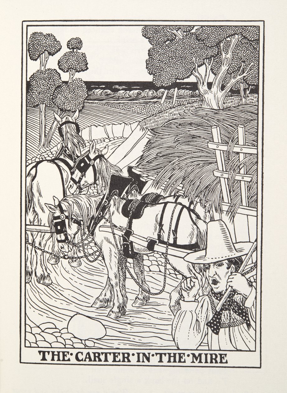 Der Fuhrmann im Morast, aus Fontaine Fables, veröffentlicht 1905 von Percy J. Billingshurst