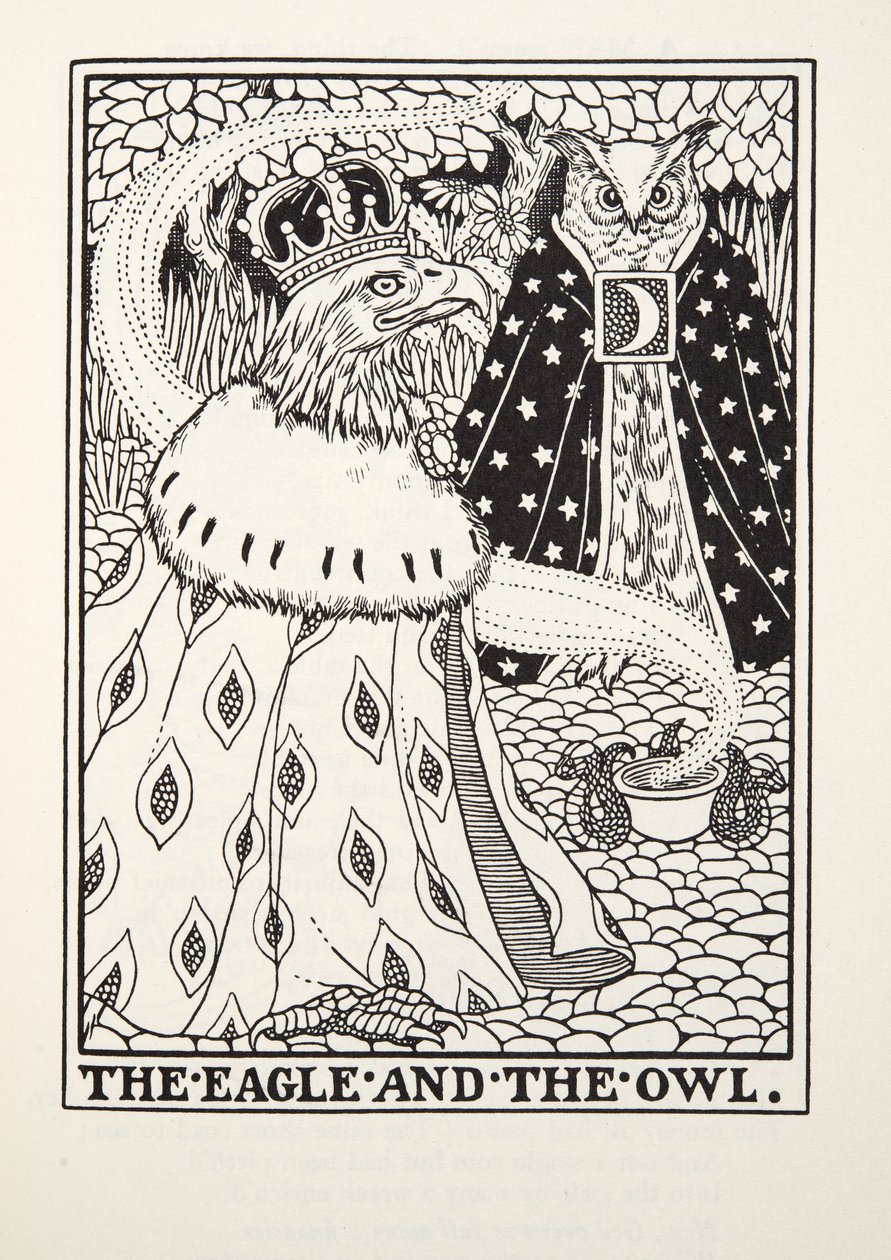 Der Adler und die Eule, aus Fontaine Fabeln, veröffentlicht 1905 von Percy J. Billingshurst