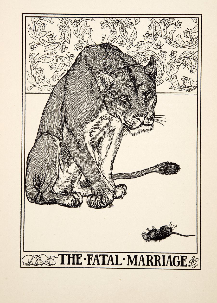Die fatale Ehe, aus Hundert Fabeln von Aesop, veröffentlicht 1903 von Percy J. Billingshurst