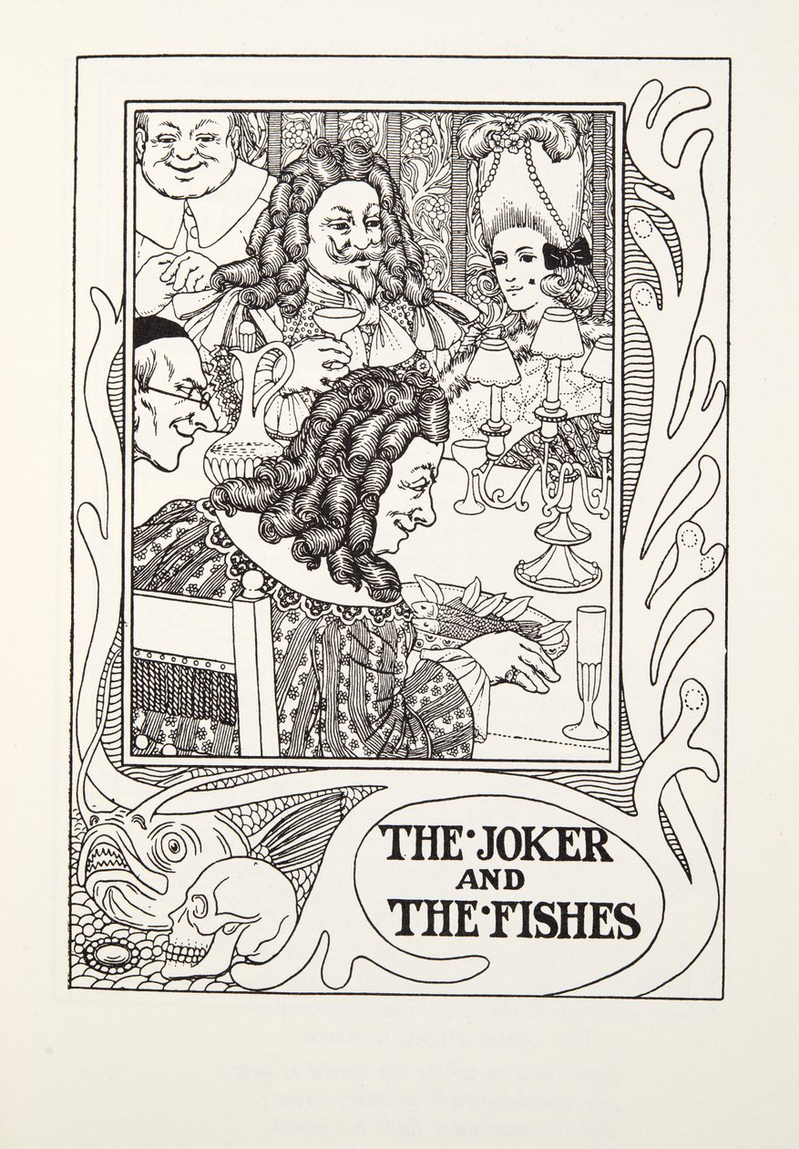 Der Joker und die Fische, aus Fontaine Fabeln, veröffentlicht 1905 (Gravur) von Percy J. Billingshurst