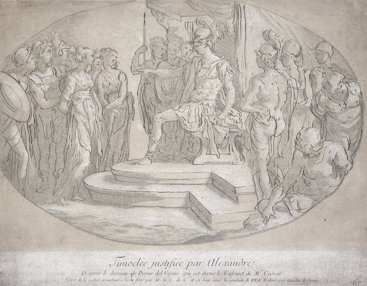 Alexandre et Timoclee, graviert von Nicolas Lesueur (1691-1764) von Perino del Vaga