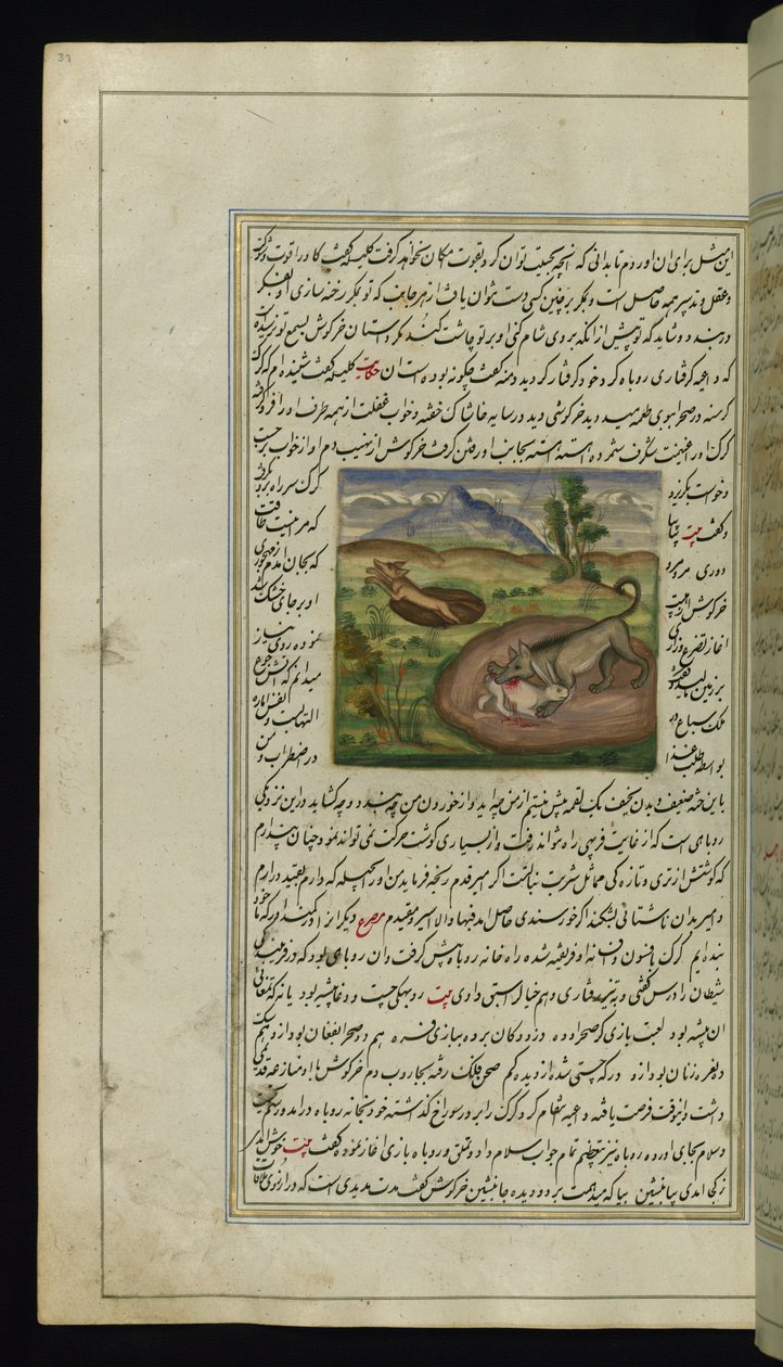 Ein Schakal frisst einen Hasen aus Lichter von Canopus, 1847 von Persian School