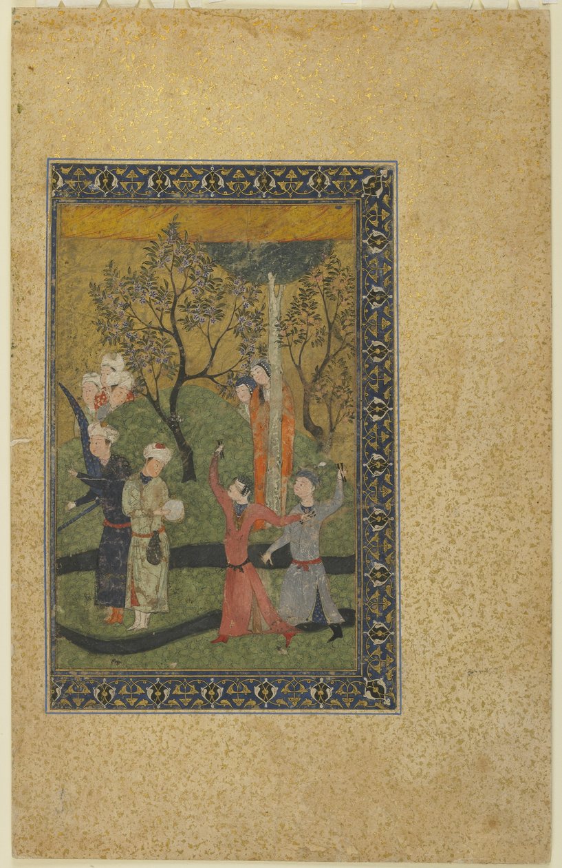 Ein Prinz und eine Prinzessin umgeben von Höflingen in einem Garten, ca. 1480 von Persian School