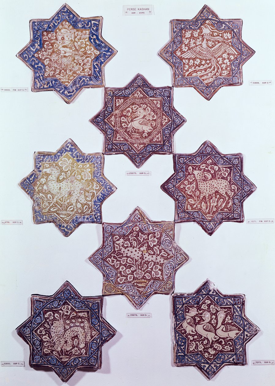 Acht Fliesen mit Tiermotiven, 13.-14. Jahrhundert von Persian School