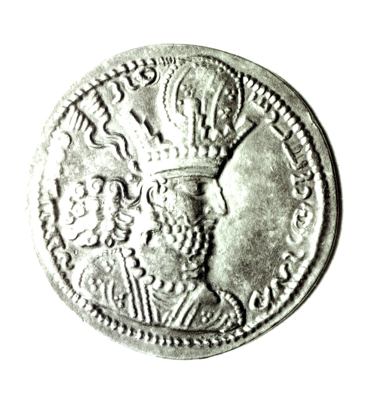 Vorderseite einer Münze, die das Profil von Shapur II. (310-79) darstellt, Sassaniden (Silber) von Persian School
