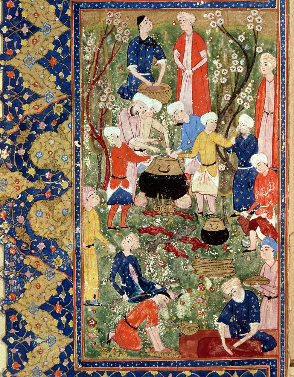Zubereitung einer Mahlzeit, Illustration aus einem Epos von Hafiz Shirazi, Safavid von Persian School