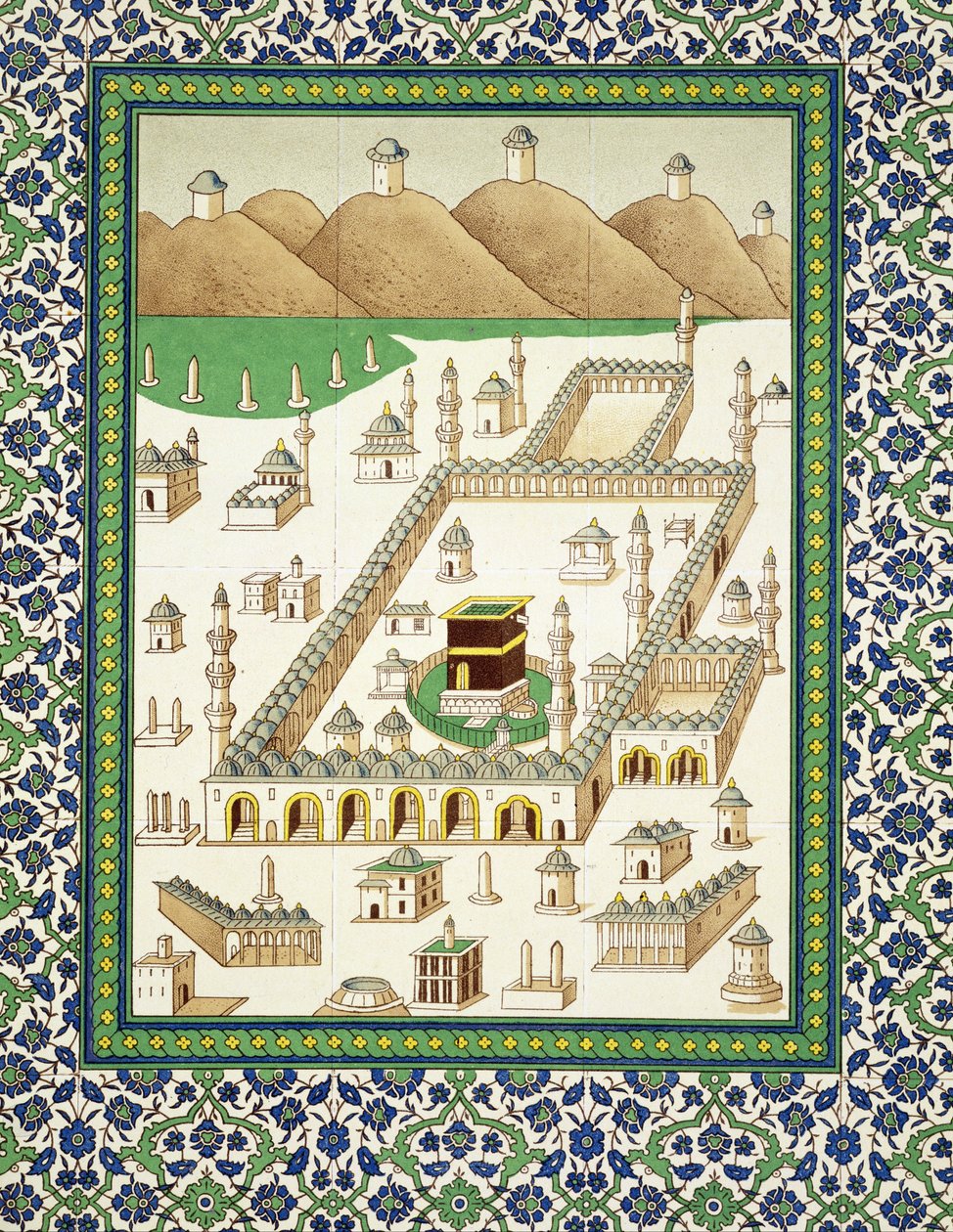 Schematische Ansicht von Mekka, die Quabah zeigend, aus einem Buch über persische Keramik von Persian School