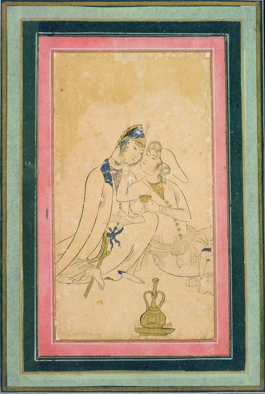 Zwei Liebende, um 1590, Persisch von Persian School