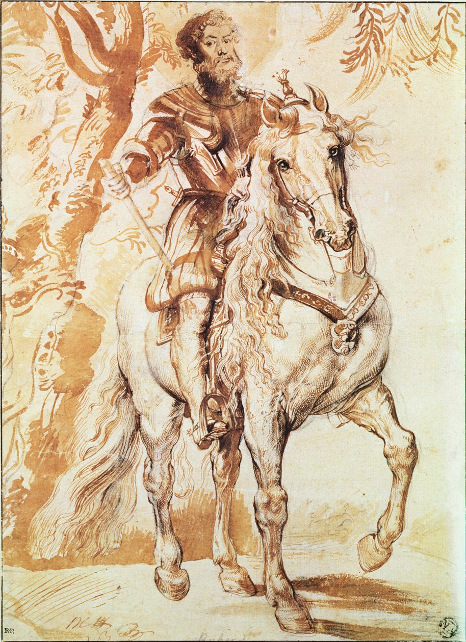 Ein berittener Ritter in Rüstung von Peter Paul Rubens
