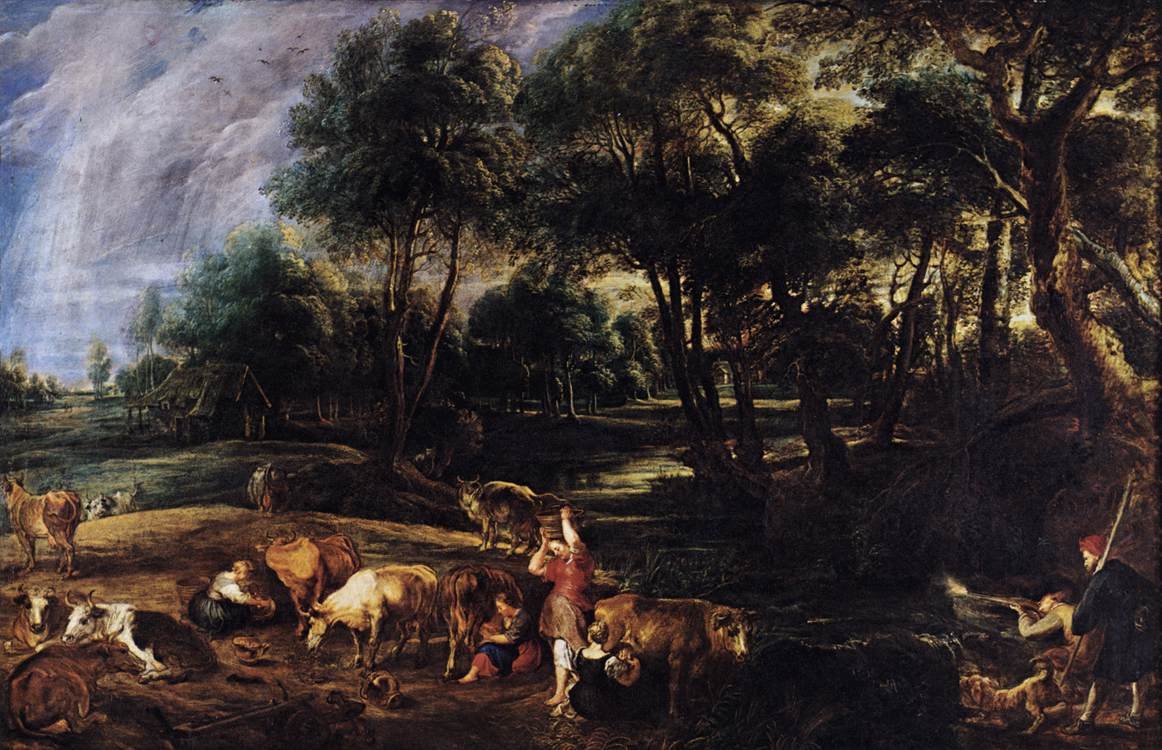 Landschaft mit Kühen und Wildvögeln von Peter Paul Rubens