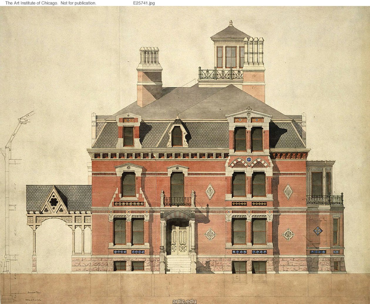Eliphalet W. Blatchford Haus, Chicago, Illinois, LaSalle Street Fassade und Teilansicht von Peter Bonnett Wight