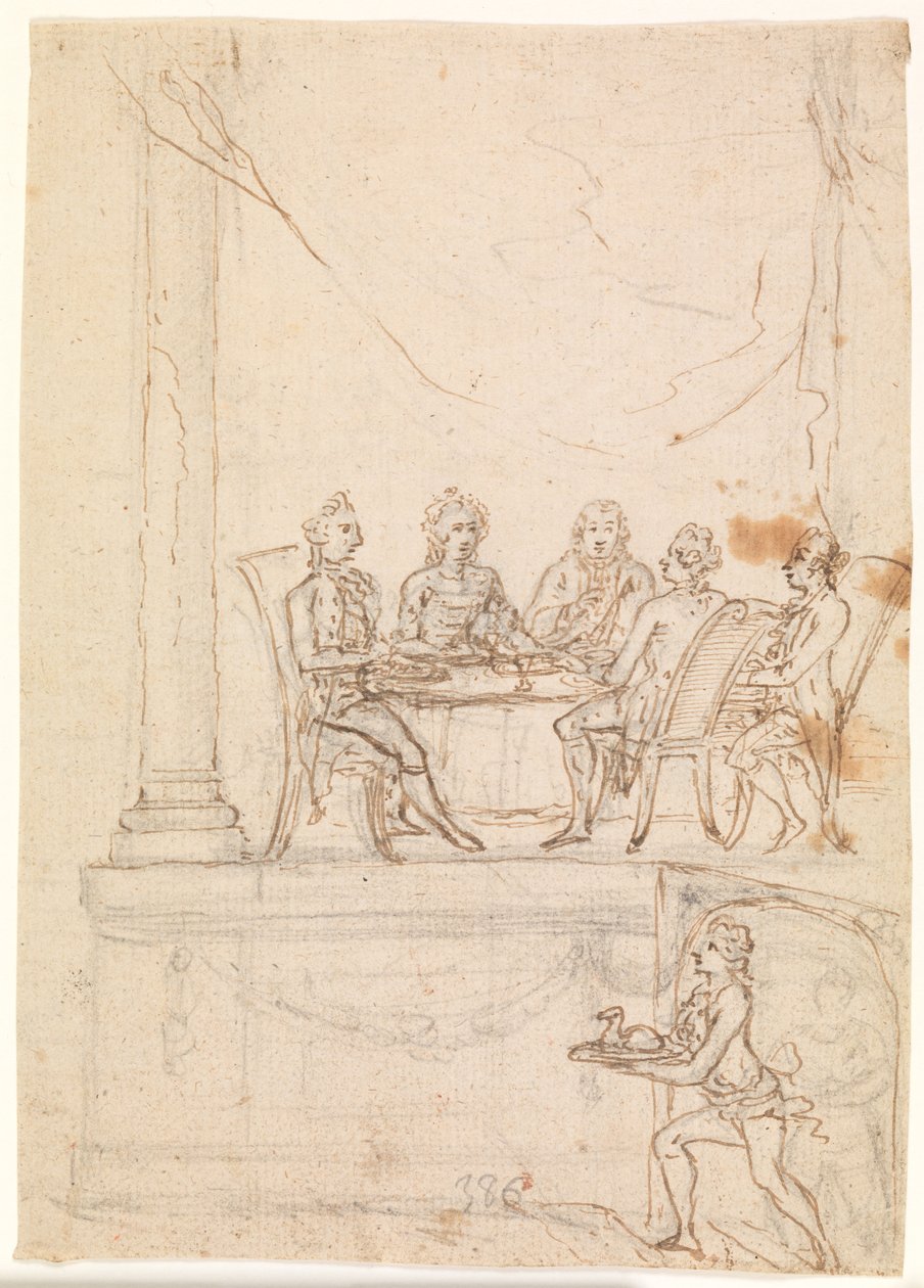 Die königliche Familie bei einem Bankett im Hirschholm Schloss am 29. September 1771 von Peter Cramer