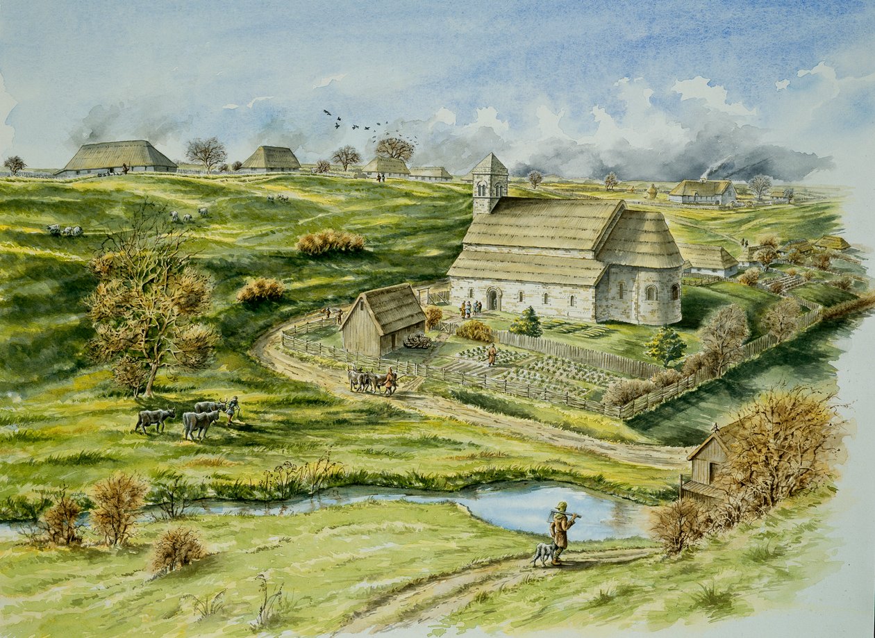 Mittelalterliches Dorf Wharram Percy, spätes 12. Jahrhundert, ca. 1990-2010 von Peter Dunn