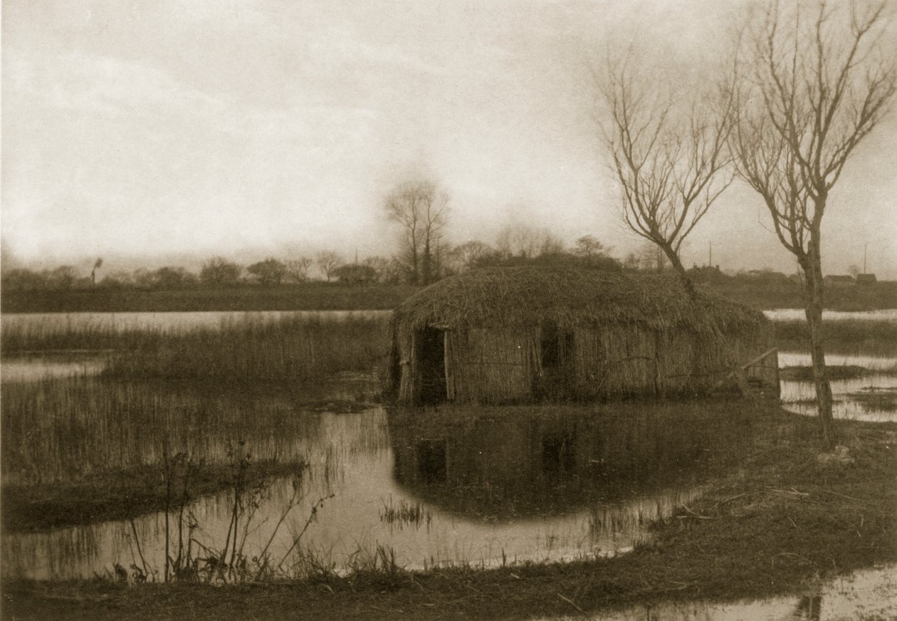 Ein Schilfbootheim, Leben und Landschaft auf den Norfolk Broads, ca. 1886 von Peter Emerson und Thomas Goodall