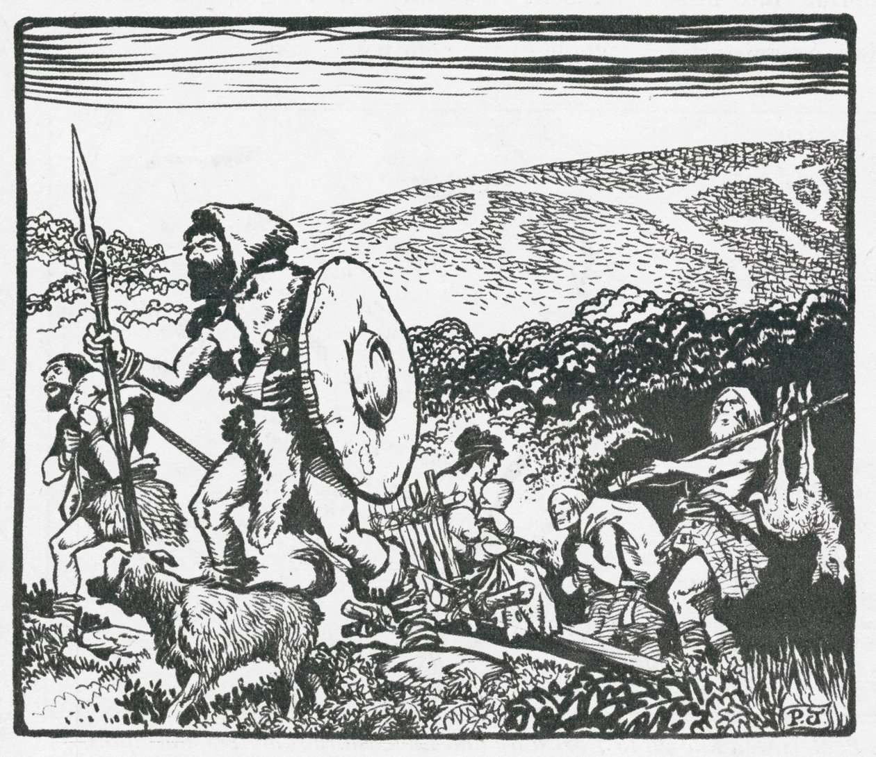 Alte Briten schreiten den Ridgeway entlang – das weiße Pferd könnte von ihnen gemacht worden sein von Peter Jackson