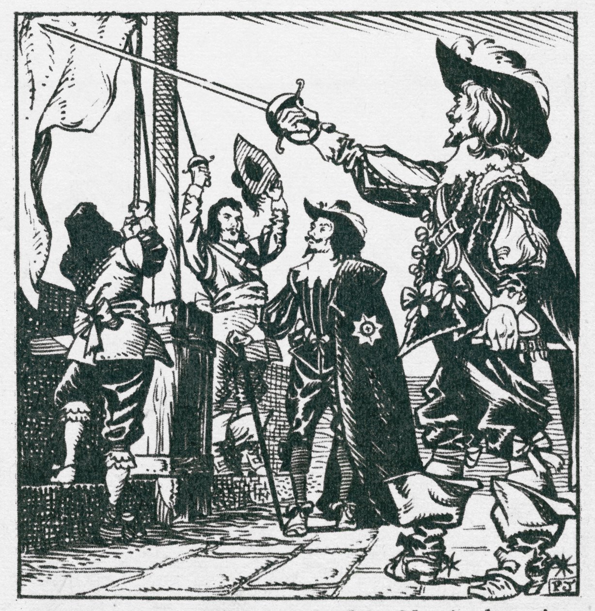 König Karl I. erhebt seine Standarte in Nottingham 1642, Beginn des Bürgerkriegs von Peter Jackson