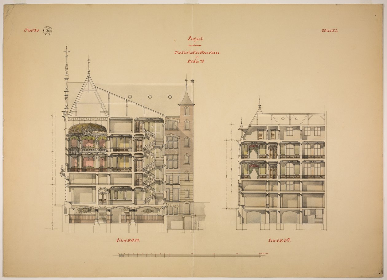 Rathskeller Neubau, Halle (Saale), Sachsen-Anhalt, Deutschland, zwei Abschnitte von Peter Joseph Weber