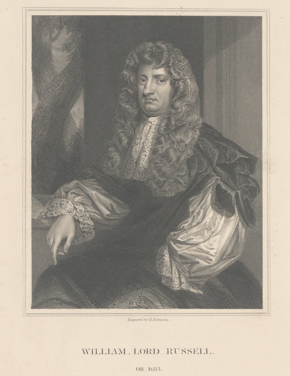 Porträt von Lord William Russell, graviert von H. Robinson von Peter Lely