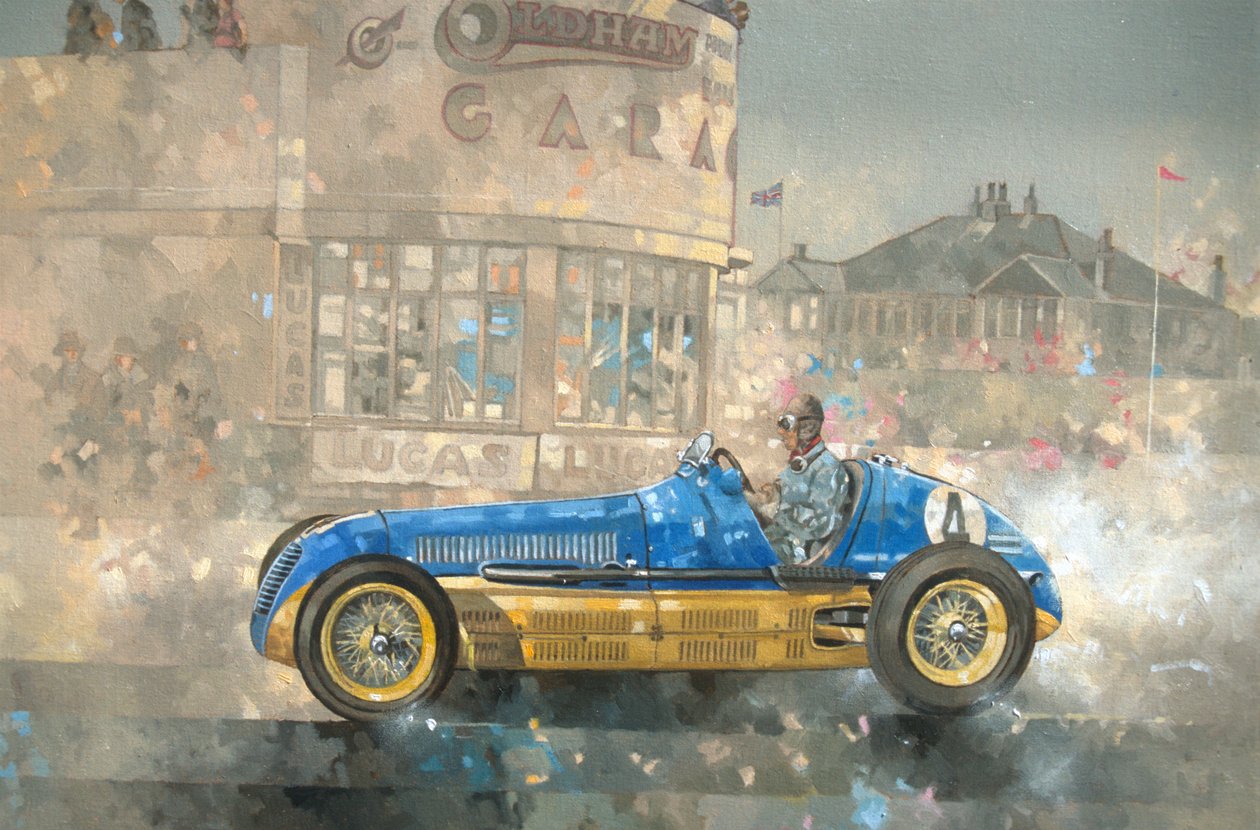 Blauer und gelber Maserati von Bira von Peter Miller