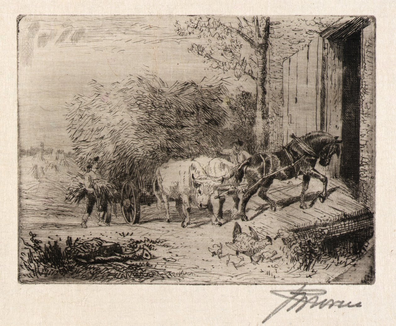 (Heuwagen ziehen) von Peter Moran