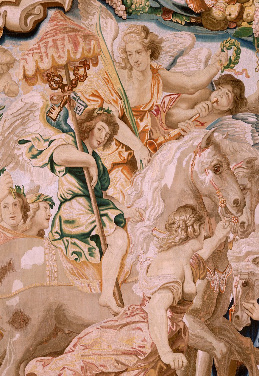 Flämischer Wandteppich. Serie Der Triumph der Eucharistie. Der Triumph der Kirche. Achter Wandteppich der Serie. Modell Peter Paul Rubens. 1626-1628. Herstellung Jan II Raes, Brüssel von Peter Paul (after) Rubens