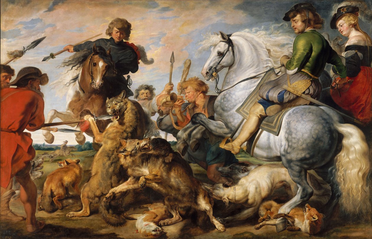 Wolf- und Fuchsjagd, ca. 1616 von Peter Paul (and studio) Rubens