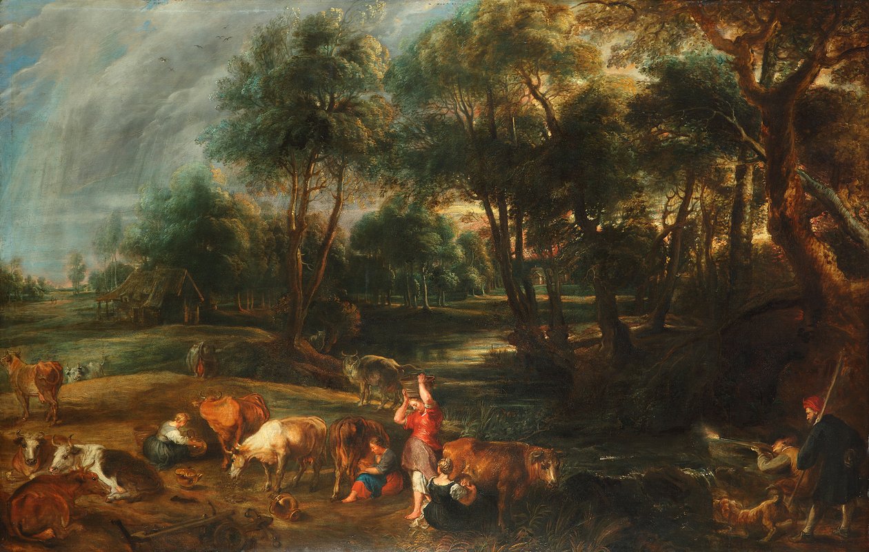 Landschaft mit Kühen und Entenjägern von Peter Paul Rubens