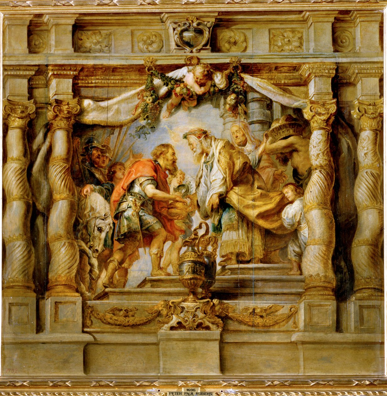 Abraham bietet dem Priesterkönig Melchisedek von Salem den Zehnten an von Peter Paul Rubens