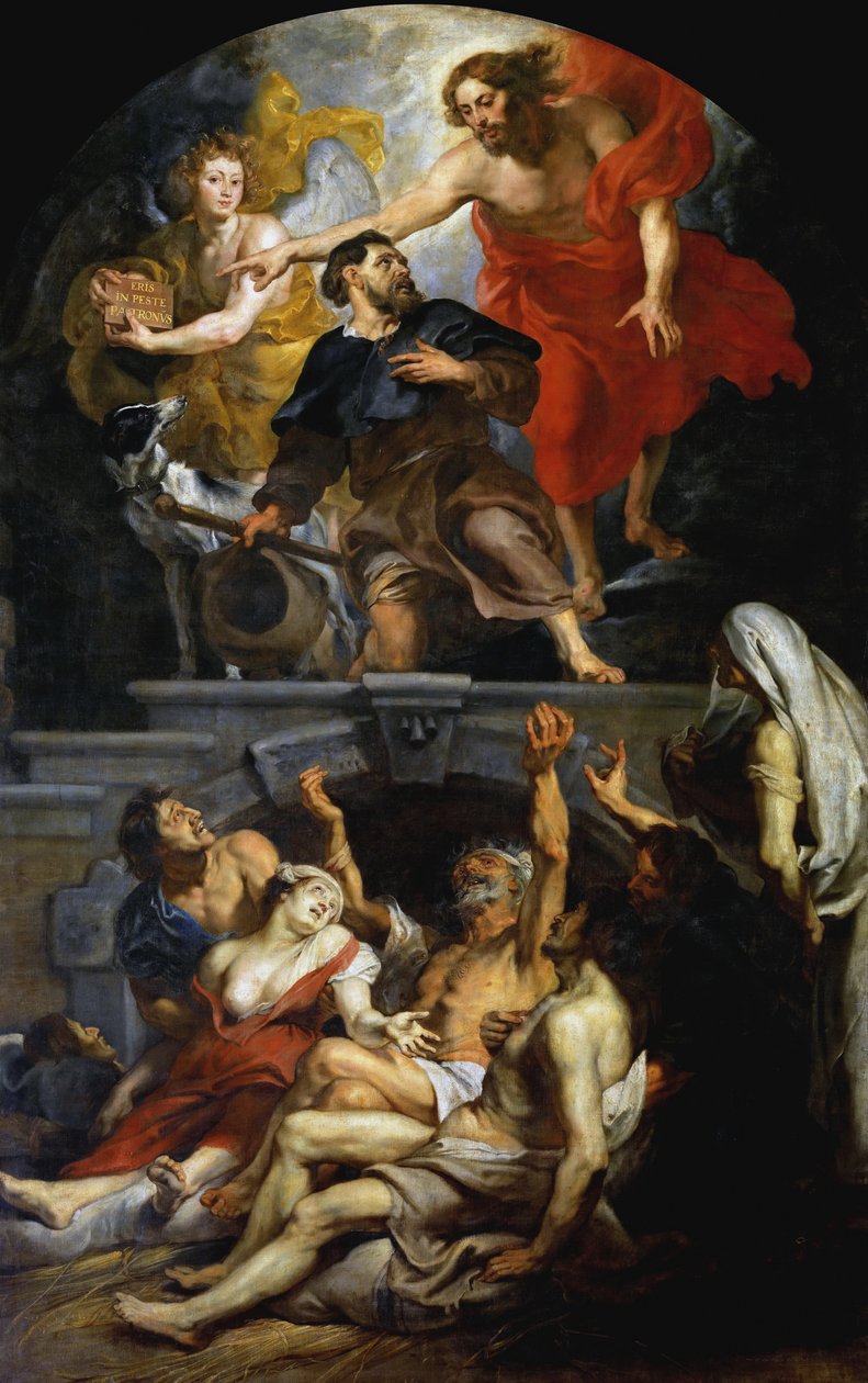 Christus ernennt den heiligen Rochus zum Schutzpatron der Pestopfer ...
